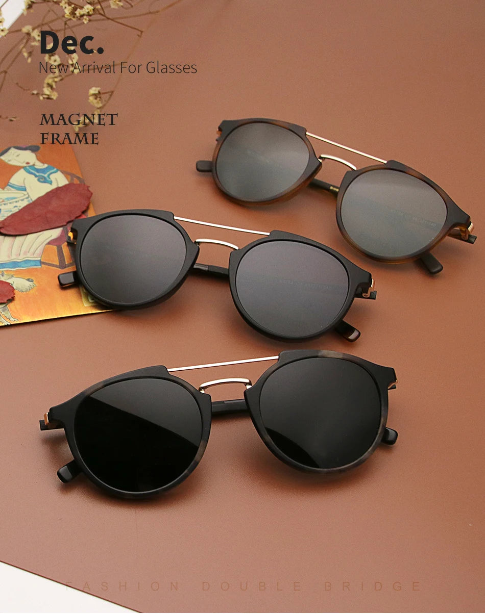 X3184  Ultem Vintage Round Eyeglasses Women Men Polarized Sunglasses Magnetic Clip On Glasses Optical Computer