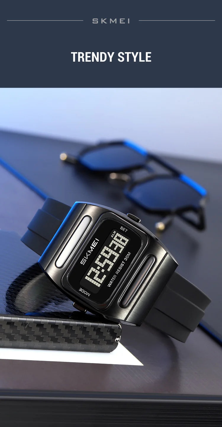 SKMEI 2563 New Solar Men's Digital Watch Silicone Strap Waterproof Multi functional Electronic Watch Alarm Clock reloj hombre