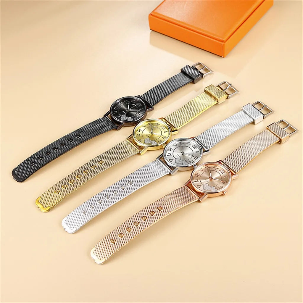 Women Watch Business Wristwatches Jewelry Часы Женские Large Number Round Dial Fashion Watches with Mesh Belt Wild Creative Gift