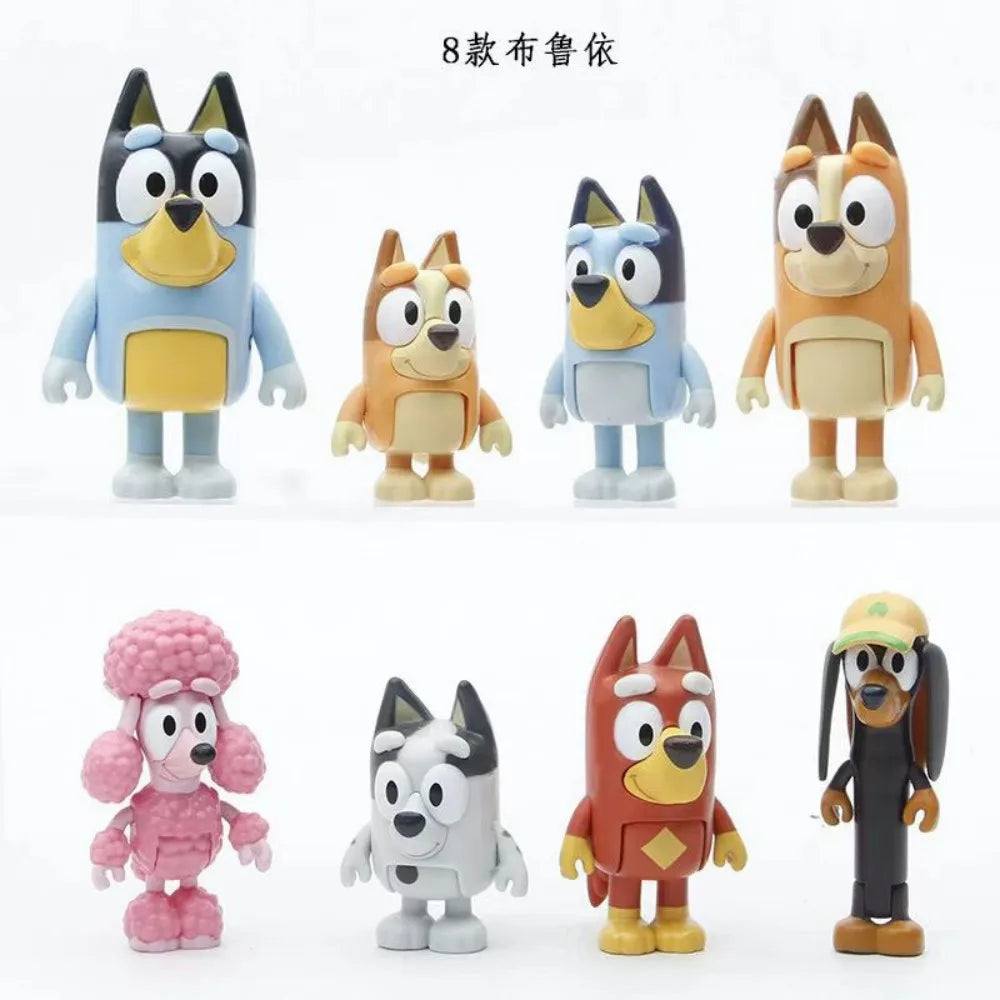 8pce Bluey A model handmade puppy bingo joint movable ornament for children's home play toy KPOP gift