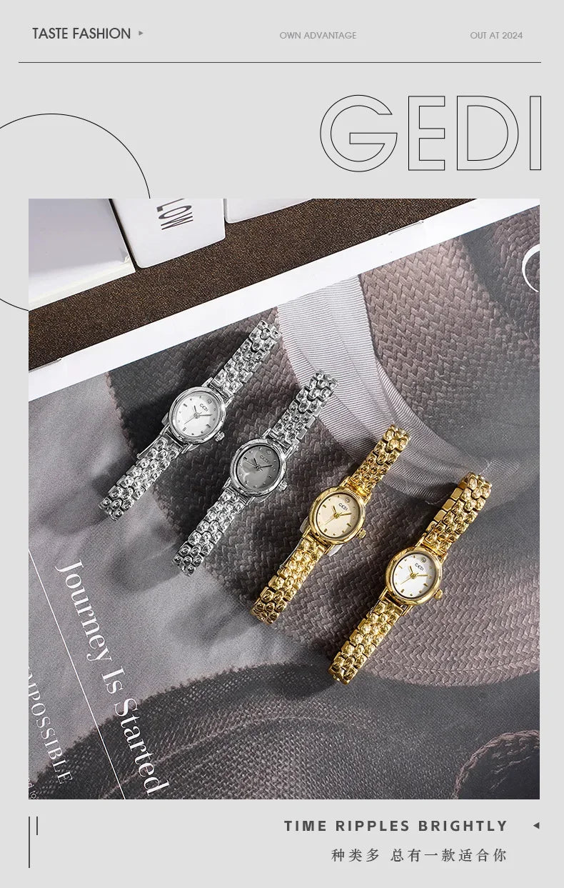 Women Watch for Girls Small Wrist Quartz Reloj Muje Sliver Grey Gold Oval Orologio Ladies Wristwatch Stainless Steel Band Clock