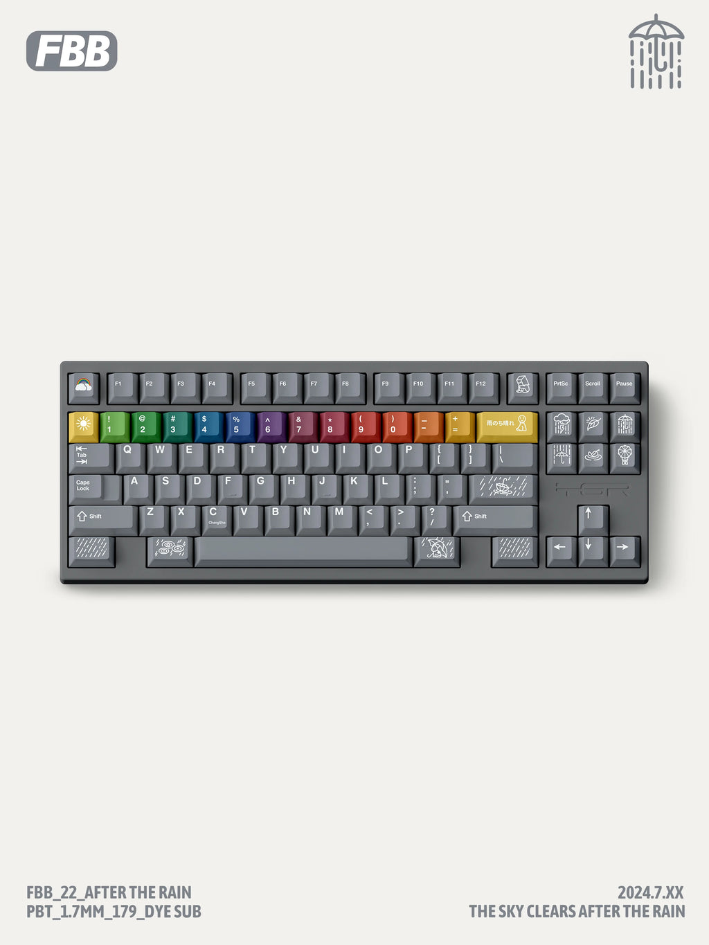 FBB Keycaps After The Rain 179keys PBT Dye-Sub Custom Cherry Profile For Mx Cherry Switch Gaming Mechanical Keyboard 68 75% DIY