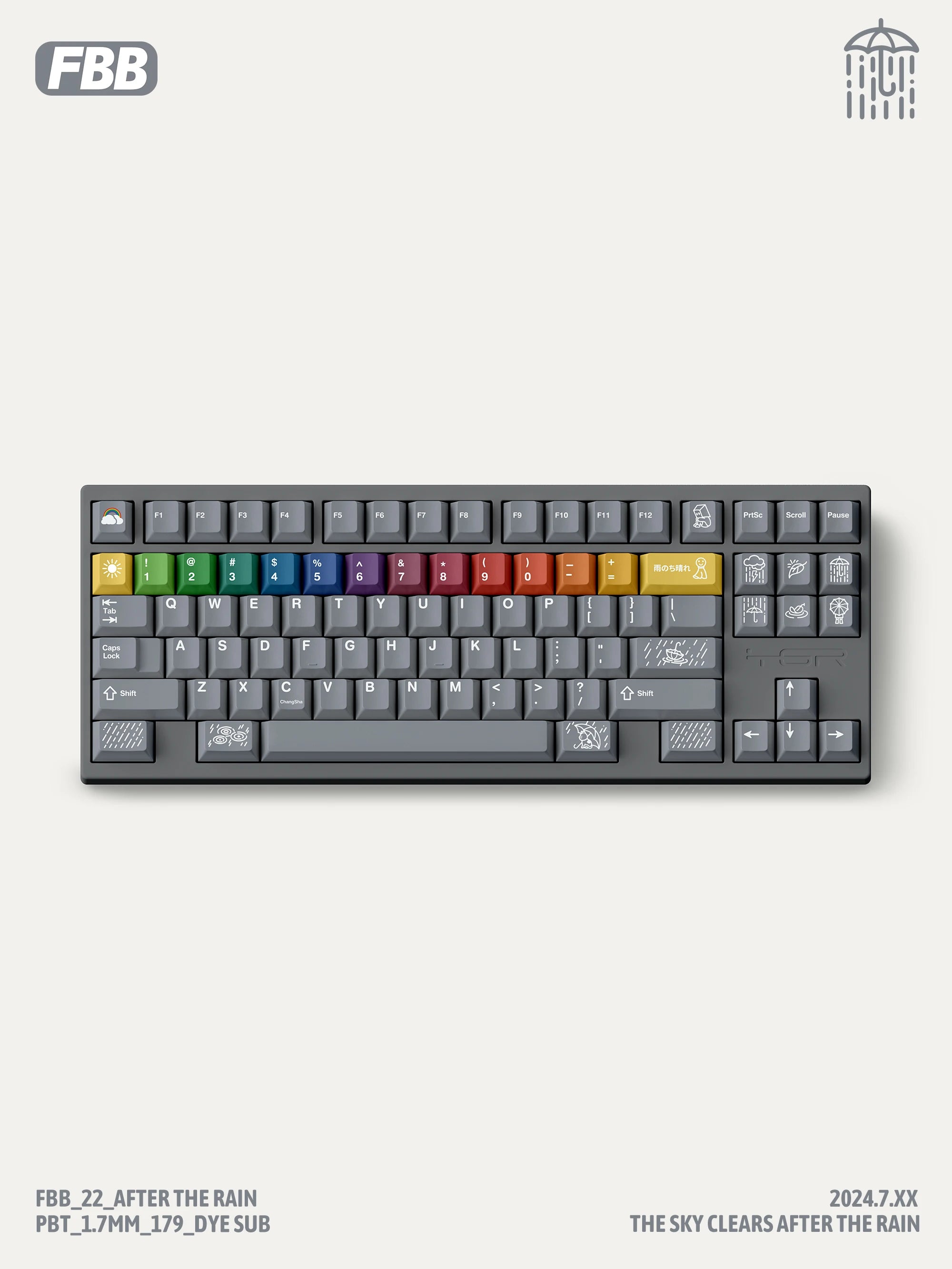 FBB Keycaps After The Rain 179keys PBT Dye-Sub Custom Cherry Profile For Mx Cherry Switch Gaming Mechanical Keyboard 68 75% DIY