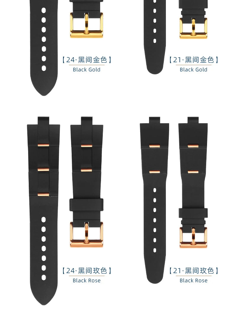 Rubber Watch Strap For Bulgari with Convex Interface Men's and Women's Soft and Comfortable Watch Accessories 21x8mm 24x8mm