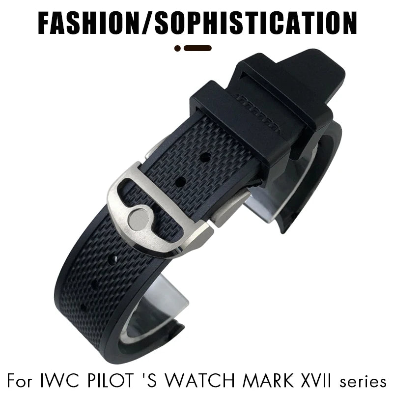 19mm 20mm Curved Rubber Silicone Watchband Fit for IWC Big Pilot Portofino Mark Black Blue Bracelets Diver Sports Watch Strap