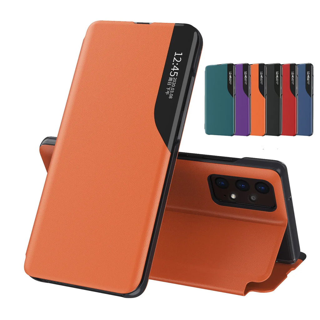 Window Magnetic Flip Phone Case For Samsung Galaxy S25 S24 S23 FE Ultra Plus + Book Leather Cover Holder Anti-fall Funda Coque