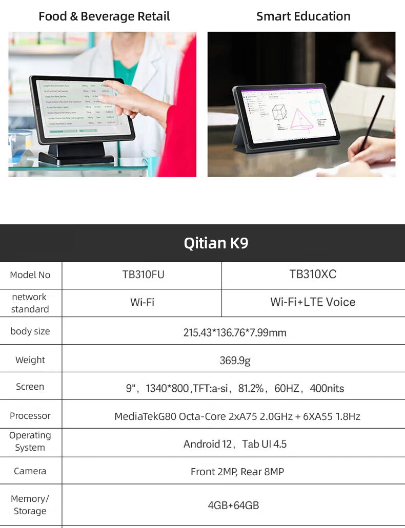 Global firmware Lenovo Pad K9 M9 Tablet 9-inch HD screen Portable Tab 4G+64G Android 12 Tablet M9 Grey LTE 5100mAh battery