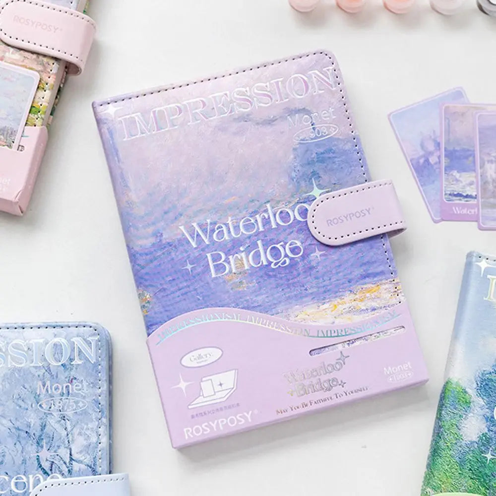 Office Supplies Oil Painting Landscape Magnetic Buckle School Stationery Scenery Notebook Handbook DIY Scrapbook Notepad