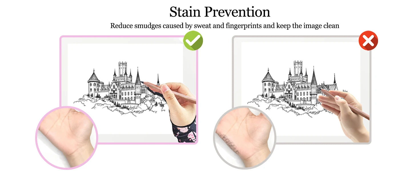 Three-layer Non-slip Glove for iPad/Graphics Drawing Tablet HUION /WACOM/XP-PEN, Drawing Glove for sketching Paiting Art Student