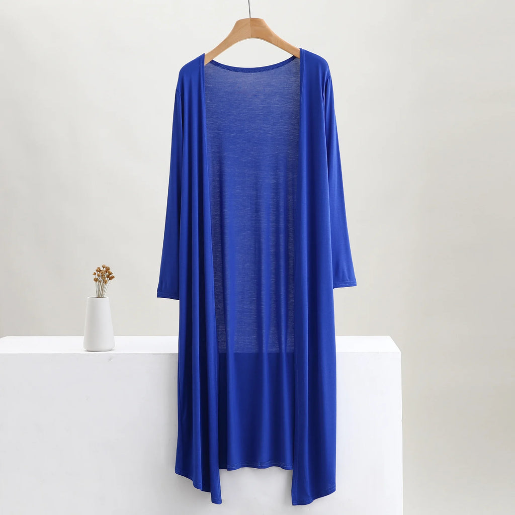 Women's Clothing Autumn Summer Cardigan Extended Modal Shawl Sunscreen Coat Air Conditioning Shirt Long Sleeve Thin Coat Sweater