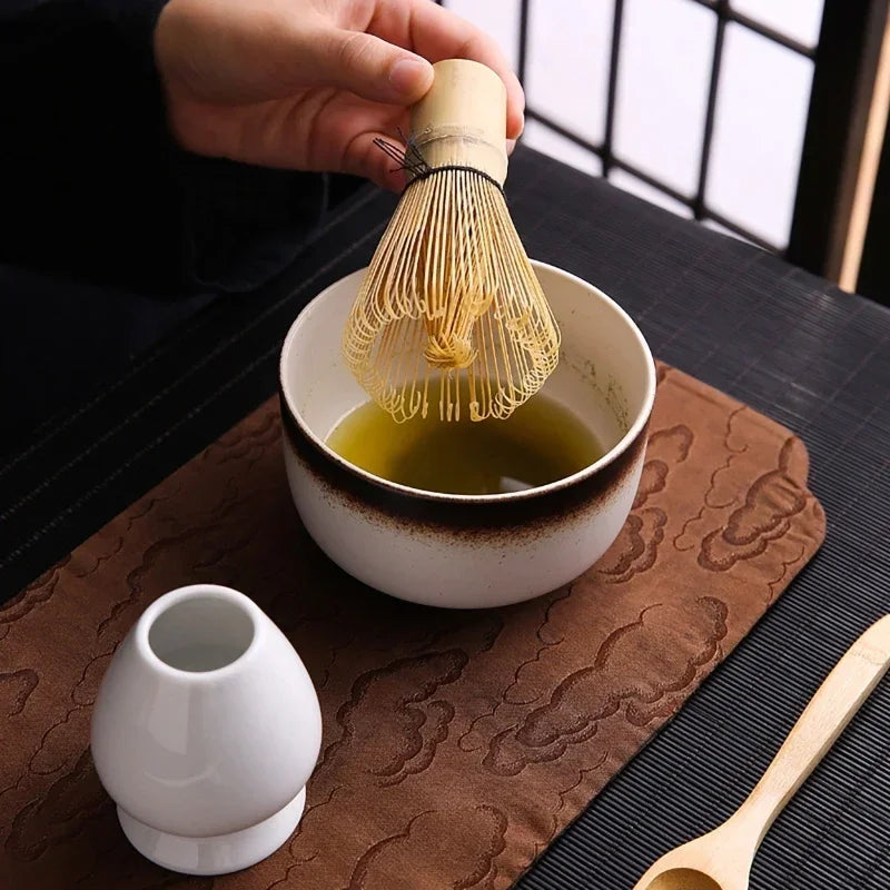 4pcs 6Pcs Handmade Home Easy Clean Matcha Tea Set Tool Stand Kit Bowl Whisk Scoop Gift Ceremony Traditional Japanese Accessories