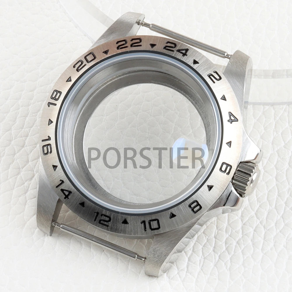 EXP 39mm NH35 Case GMT Bezel Sapphire Glass 316L Stainless steel Waterproof for Explorer Watch Case NH34 NH35 NH36 movement