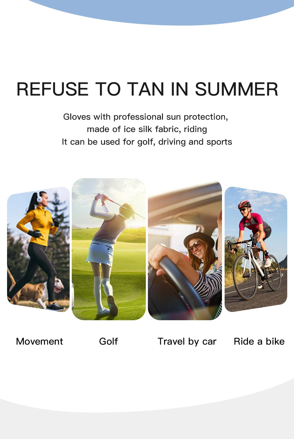 Sunscreen gloves Thin Ice Silk Women's for Women and Men Driving Electric Motorcycles Fishing UV Protection, Anti Slip,ventilate