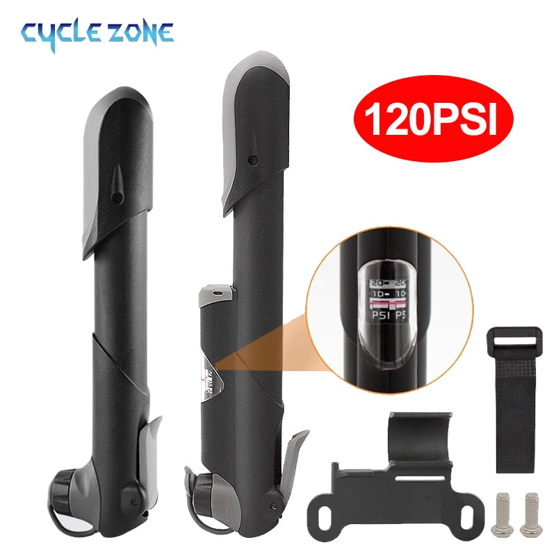 Portable Bicycle Pump Mini Hand Pump Bike Tire Fill Inflator Air Injector with Pressure Gauge MTB Road Cycling Accessories Tools
