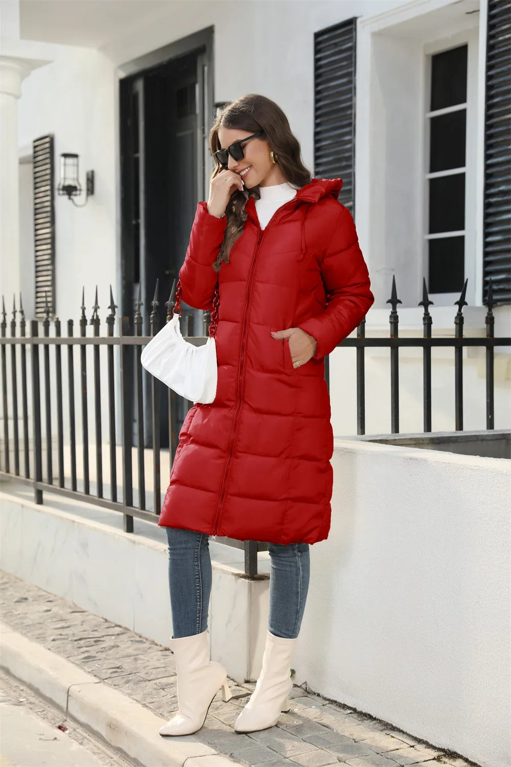 Winter Hooded Women's Cotton Padded Jacket Mid-length Keep Warm Coats Thickened Slim Fit Outwear