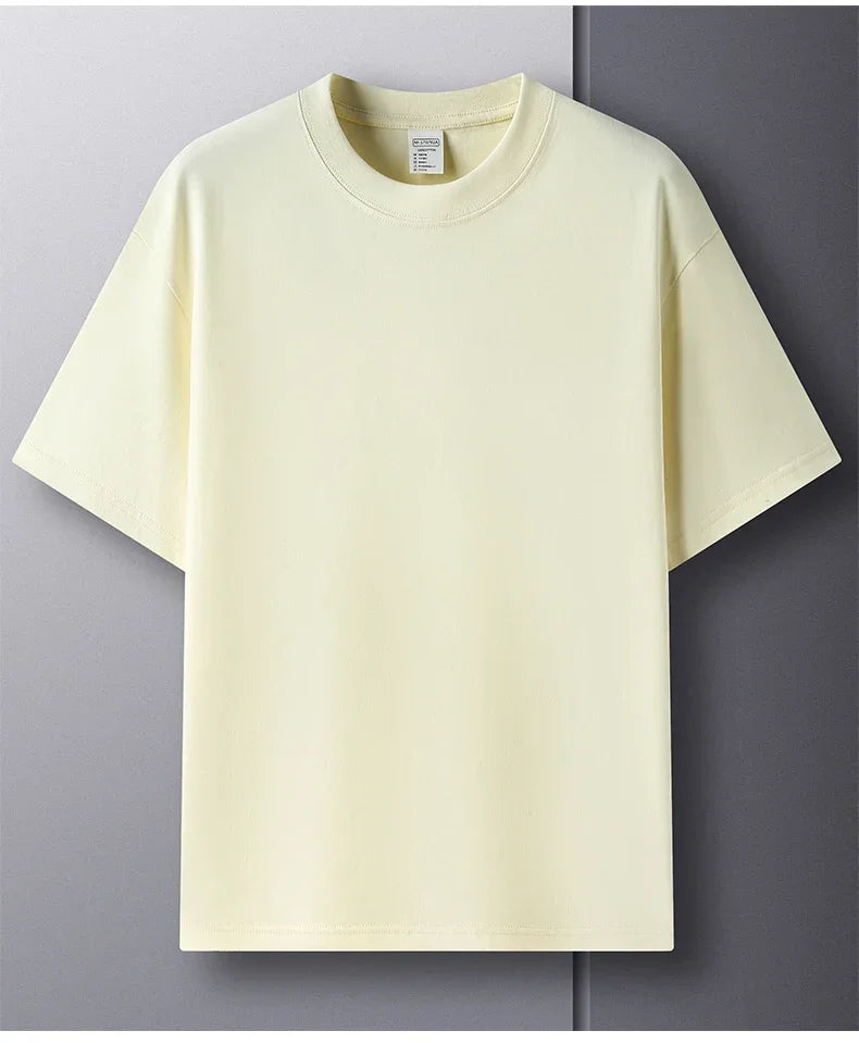 Summer  100% Pure Cotton Men's Short Sleeve Round Neck Fashionable Style Half Sleeved Top Breathable T Shirt Short Sleeve
