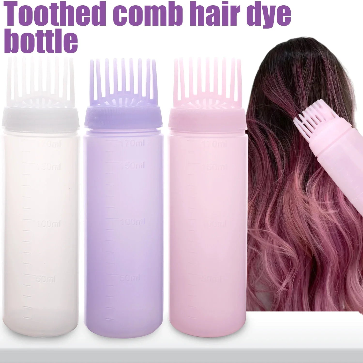 Hair Dye Refillable Bottle Comb Professional Salon Hair Oil Applicator Bottles Plastic Dispensing Hairdressing Styling Tools