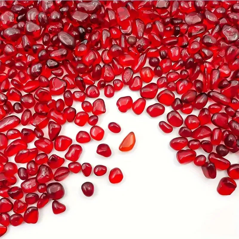 60g/150g/300g red Glass gravel, irregular glass chips, for fish tank decoration, vase filling and garden decoration