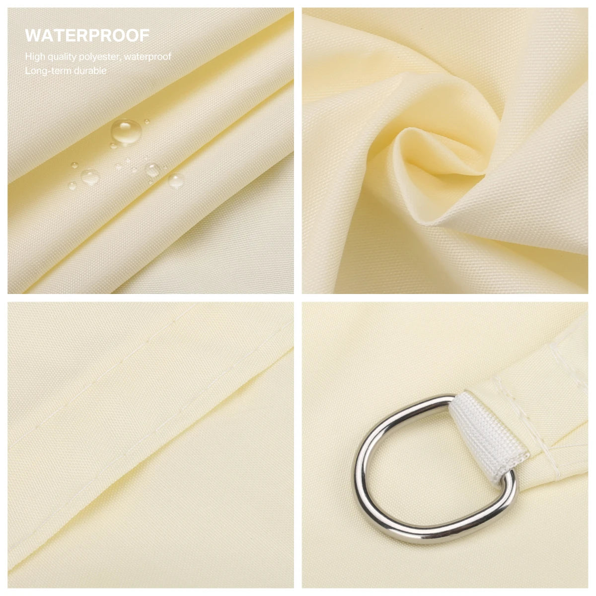 Beige Sun Shade Sail Waterproof Outdoor Garden Sails Canopy Patio Party Sunscreen Awning 98% UV Block Shade Cloth with Free Rope