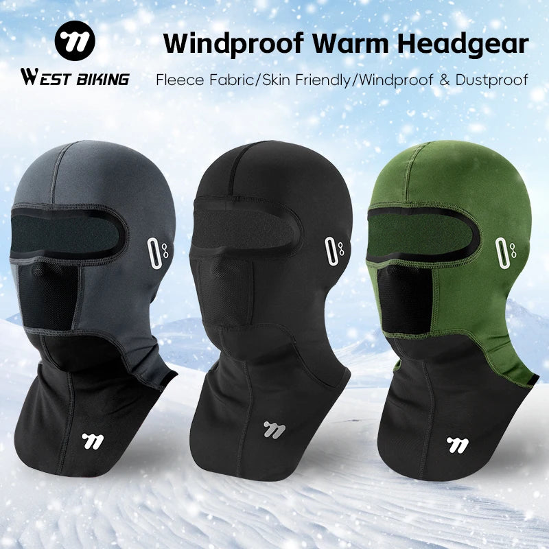 WEST BIKING Winter Warm Cycling Cap Windproof Thermal Bicycle Motorcycle Balaclava Men Women Running Skiing Scarf Full Face Mask