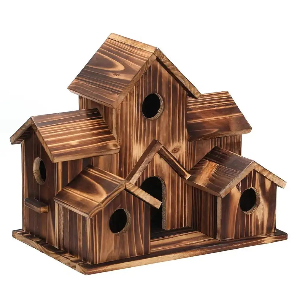 Bird Houses For Outside,Outdoor 5 Hole Bird House Room For 5 Bird Families Bluebird Finch Hanging Birdhouse For Garden