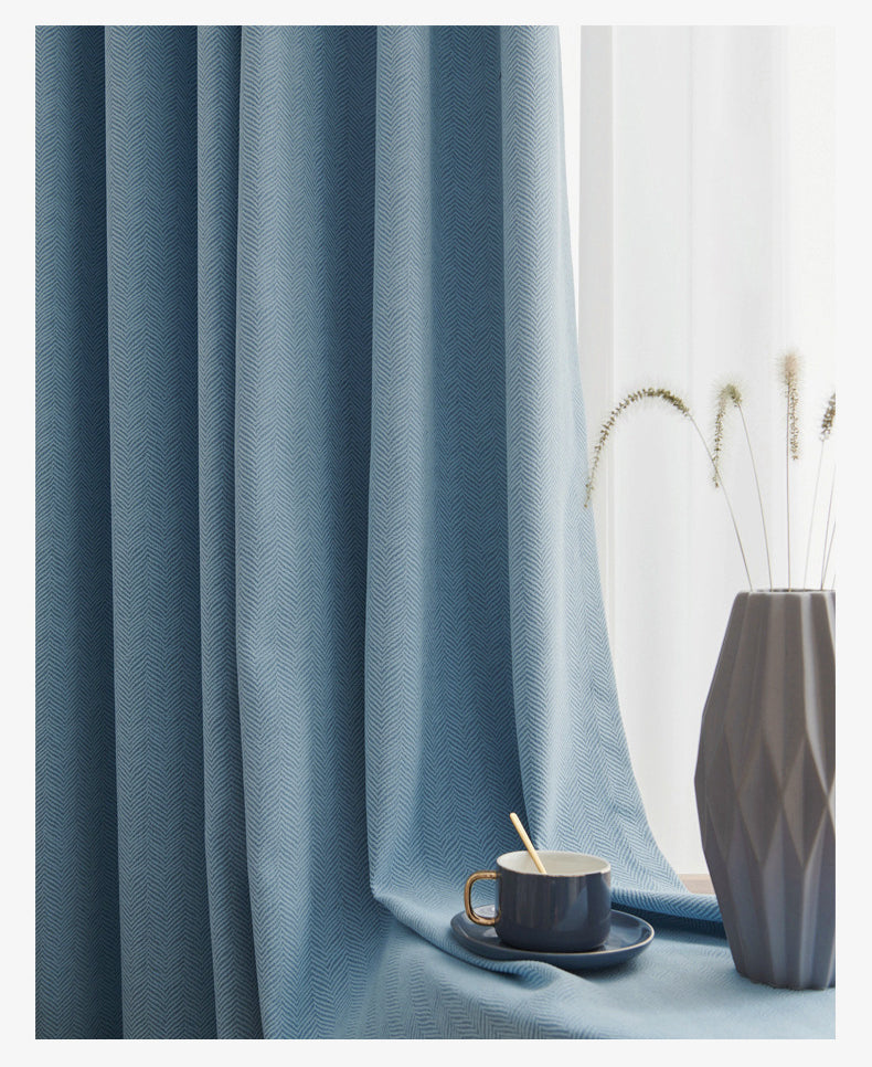 2025 new thickened French light luxury cream curtain cloth solid color bedroom living room full blackout sunscreen cotton linen
