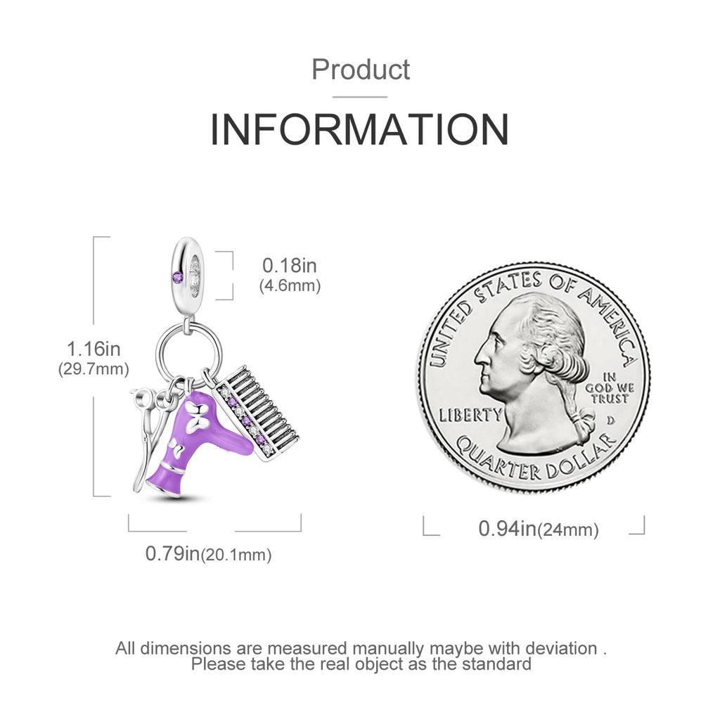 925 Silver Lipstick High Heels Charms For Lady Pendant Fit Original Bracelet DIY Ornament