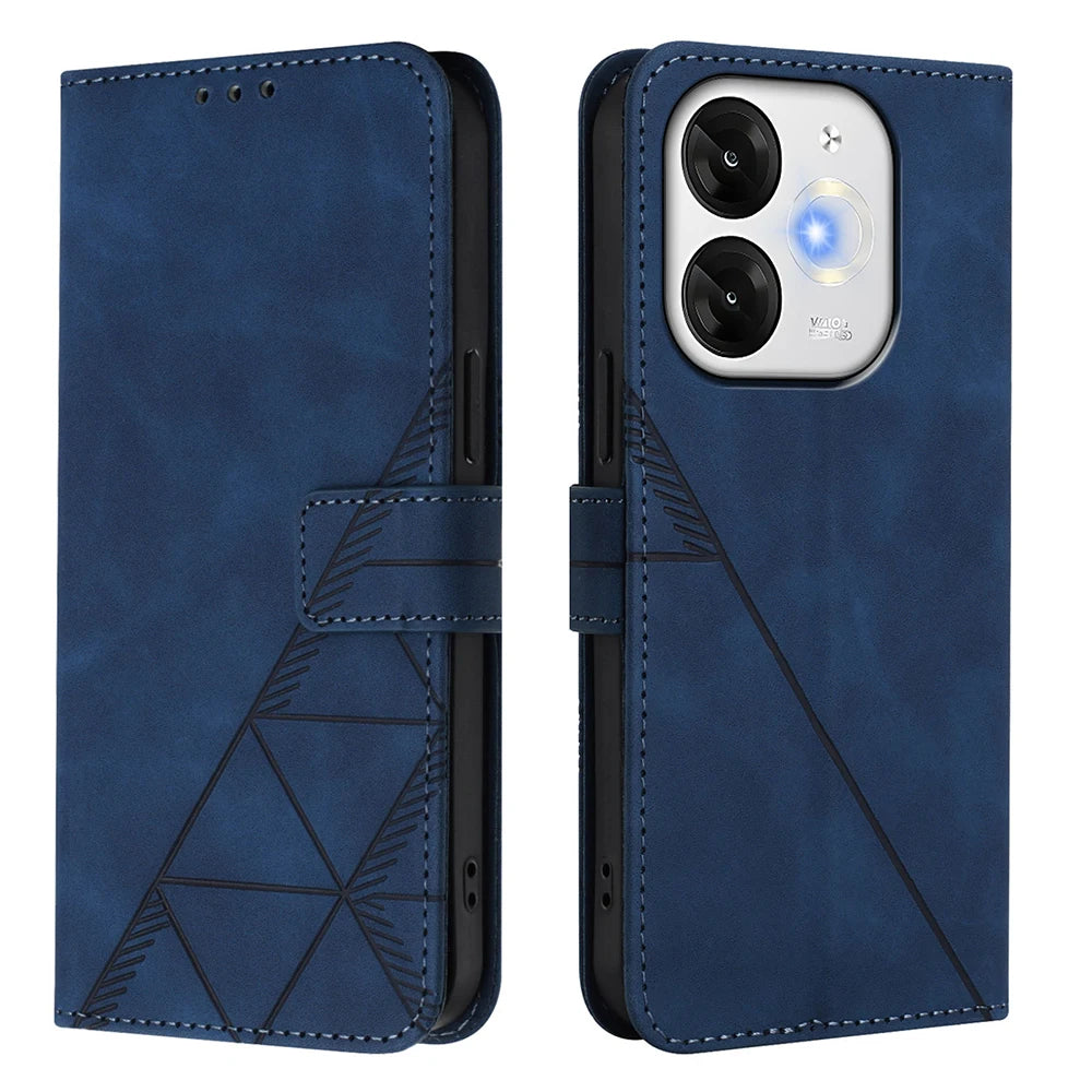 Geometric Leather Wallet Case For ZTE Blade A76 A75 A73 A55 A53 Plus A52 A35 Core V60 V80 Vita Nubia Focus 2 Ultra Calf P9 Pro