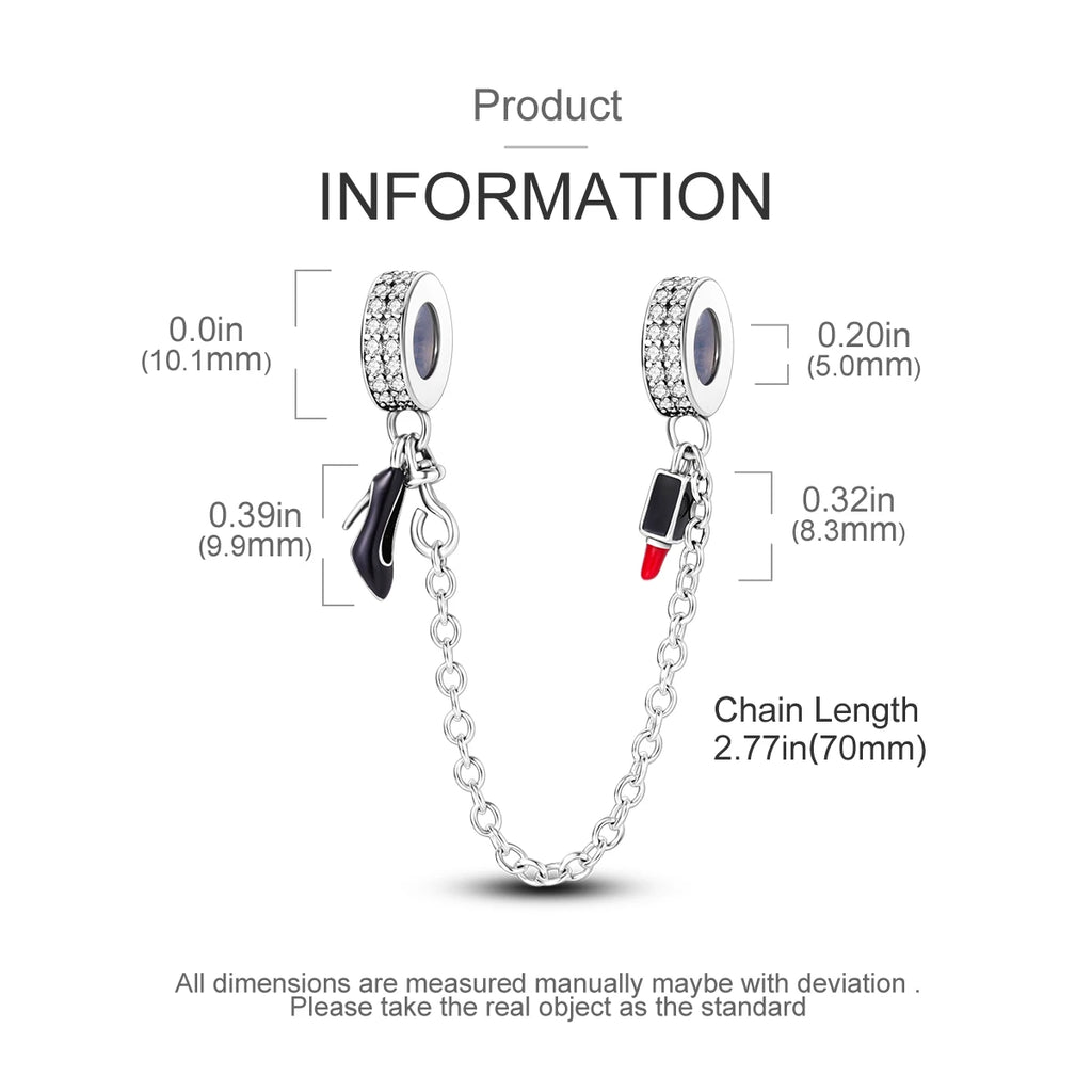 925 Silver Lipstick High Heels Charms For Lady Pendant Fit Original Bracelet DIY Ornament