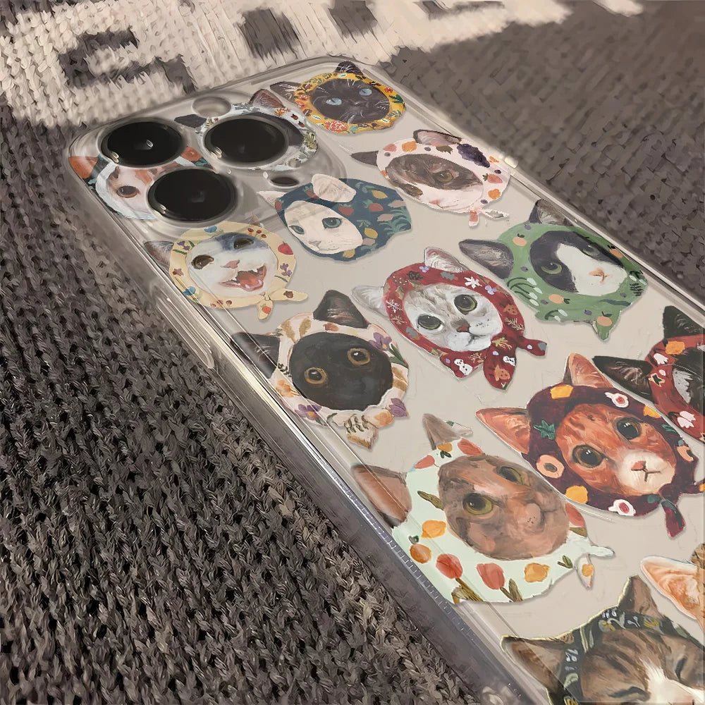 Colorful Cat Design Phone Case For iPhone 17 Pro Max 16 15 14 13 12 11 16 Plus 17 Air Shockproof Silicone Bumper Cover