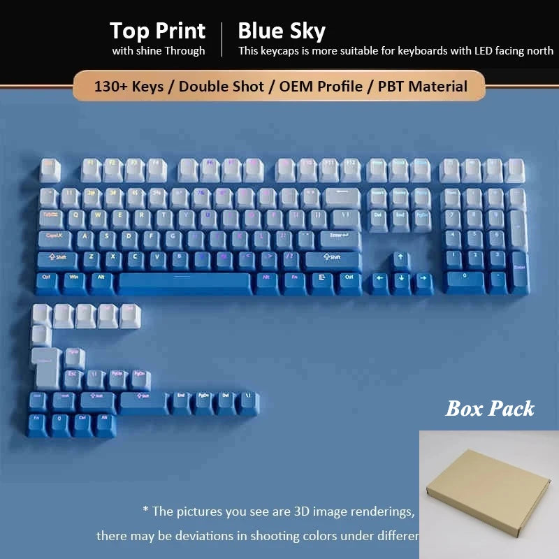 Gradient Keycaps 134 Keys OEM Profile PBT Double Shot Keycap For MX Switch Gaming Mechanical Keyboard Side Printed RGB Key Caps