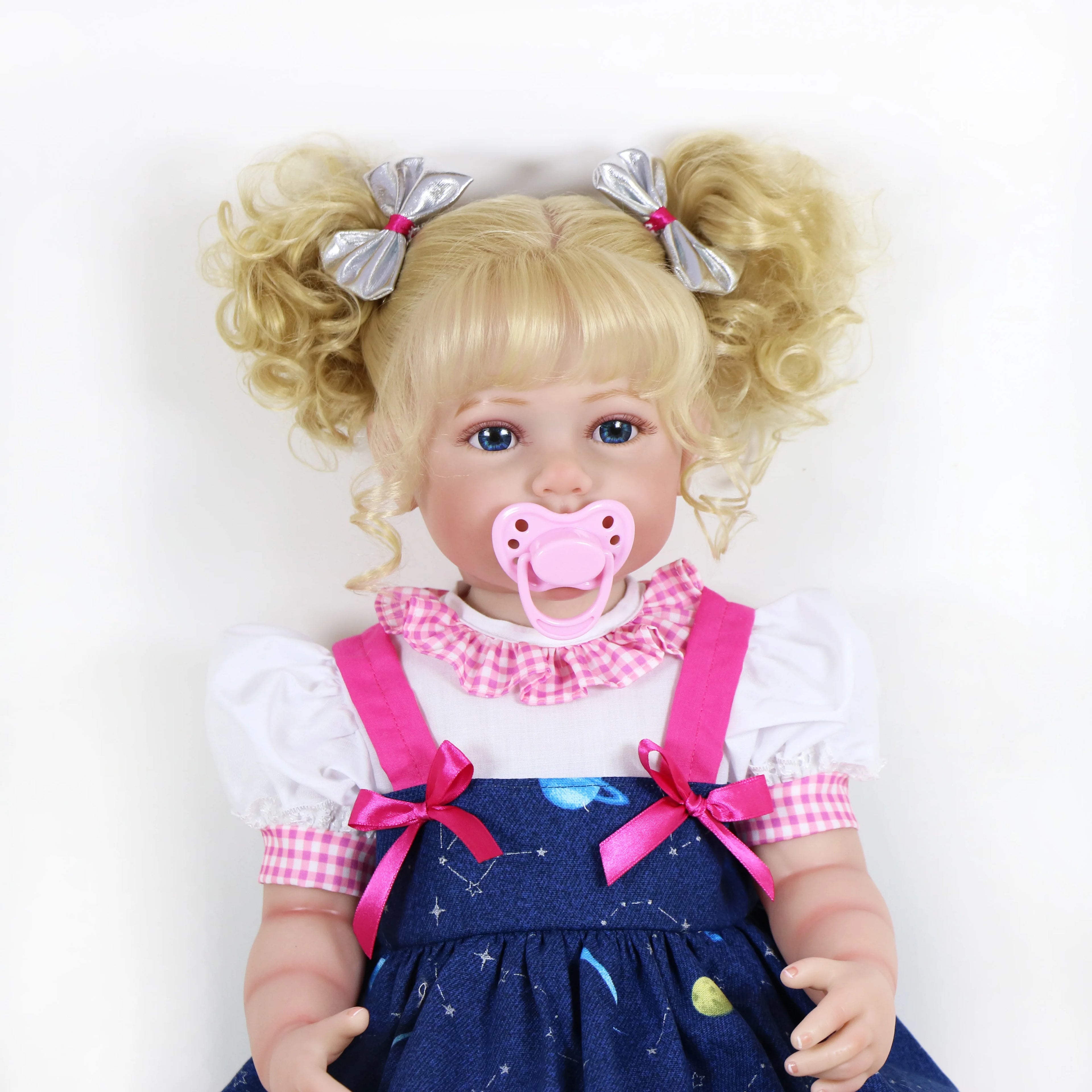 Galaxia Girl” – 22” Realistic Reborn Toddler Doll with Blonde Curly Hair, Light Skin Tone, Hand-Painted Face