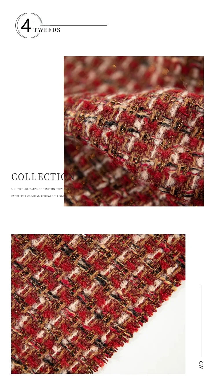 Retro Style High-grade Tweed Coat Fabric By Meters for Clothes Skirts Sewing Striped Pattern Wool Polyester Designer Cloth Drape