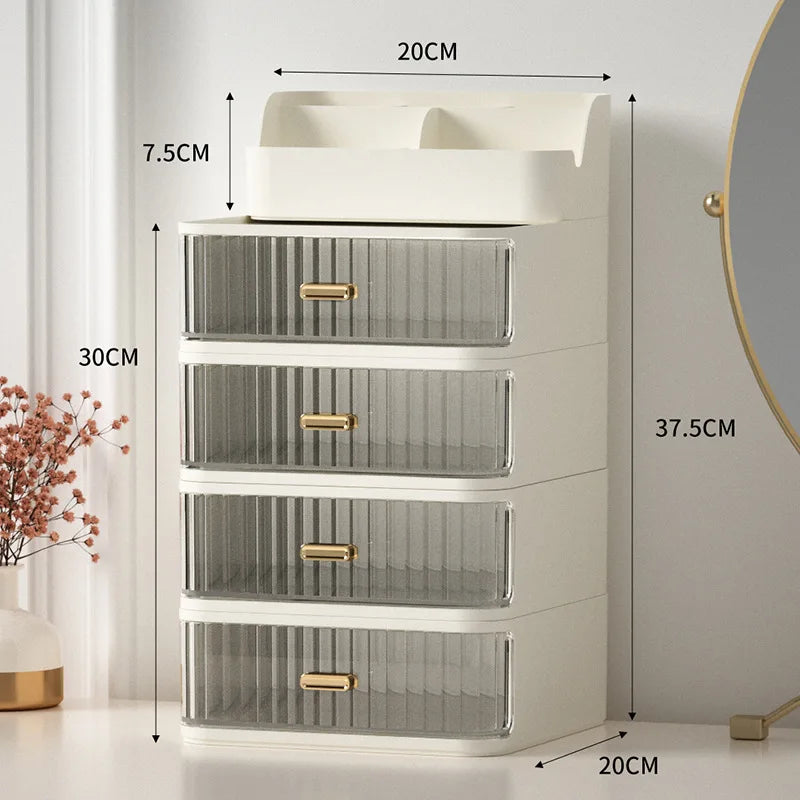Luxury Makeup Organizer Cosmetic Storage Box Drawer Type Lipstick Skincare Makeup Brush Holder Desktop Make Up Container