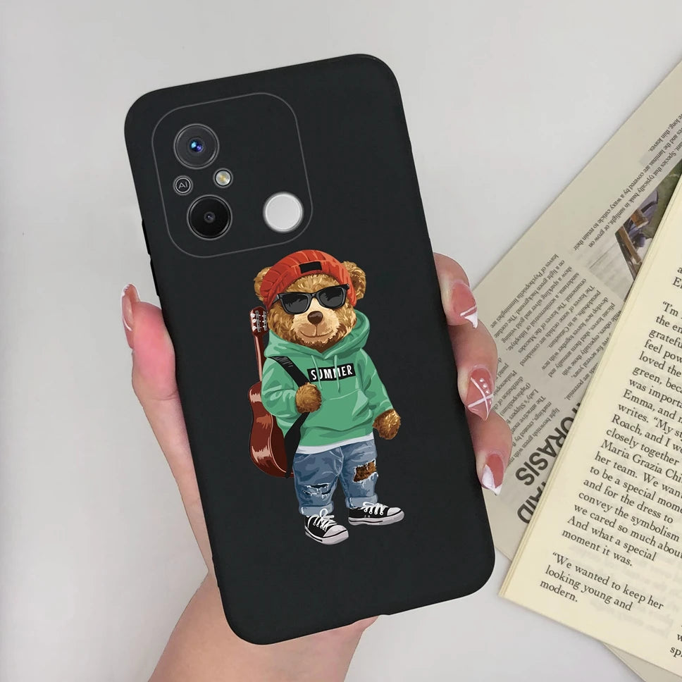Phone Case For Redmi 12C 11A 4G Cartoon Dinosaur Soft Silicon TPU Matte Back Cover Coque For Redmi 12 C 11 A 4G Funda Capa Shell