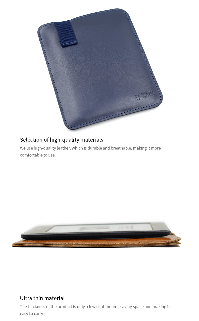Anti falling style super slim sleeve pouch cover,microfiber leather E-Book sleeve case for Kobo glo HD 6"