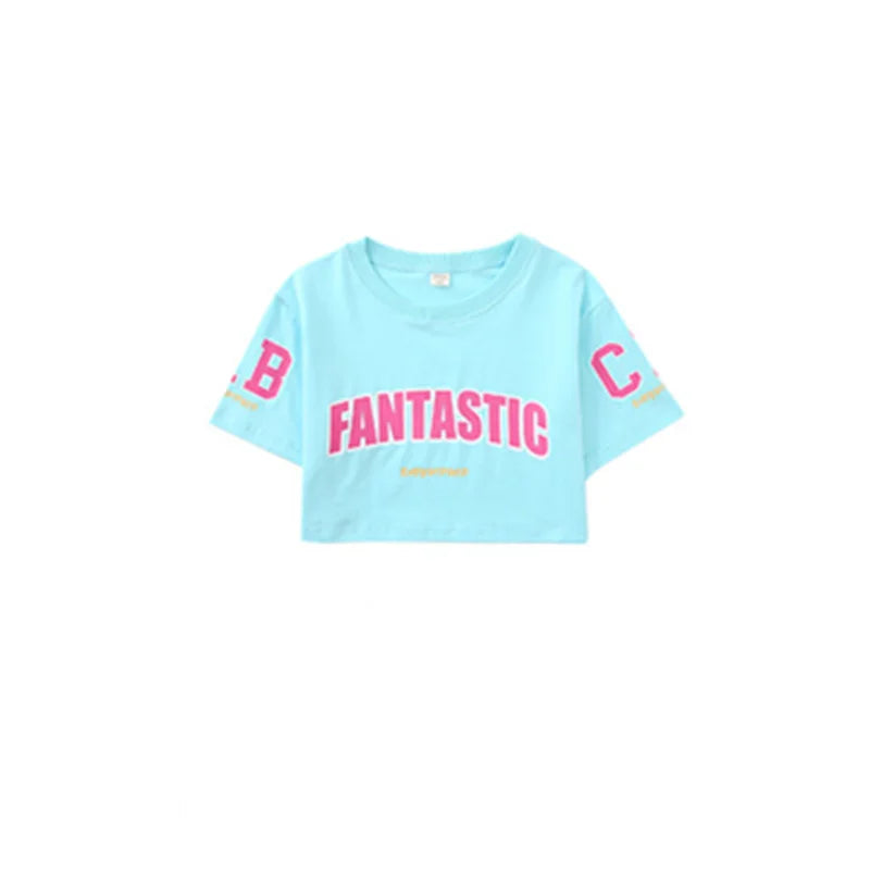 Boys Street Dance Blue T-shirt Shorts Girls Hip Hop Crop Top Skirt Outfits Kids Summer Costume Clothes Sets Children Streetwear
