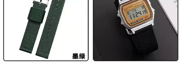 For Casio AE1200 AE1300 A168w/A158W MRW200/F91w AQ230 Bracelet woven nylon canvas watch strap 18mm Men's and women's watch band