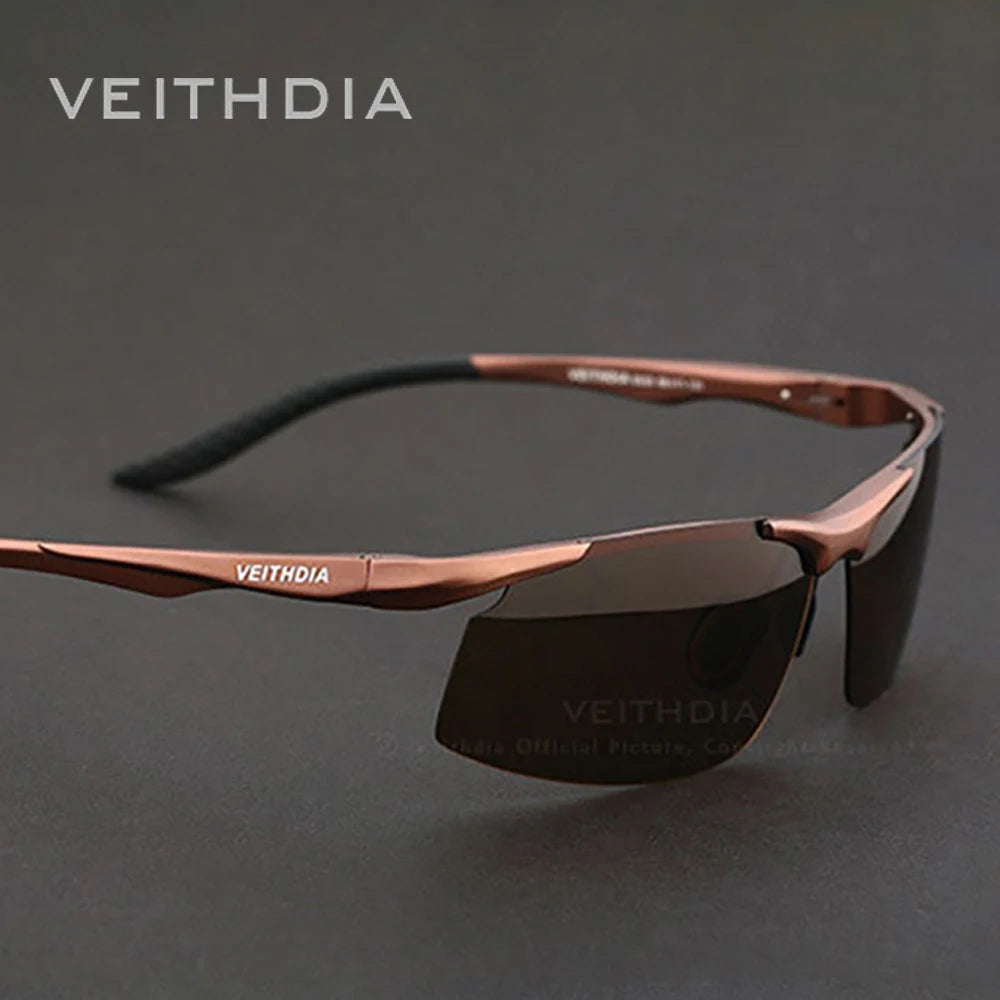 VEITHDIA Men Sunglasses Aluminum Magnesium Polarized UV400 Lens Rimless Driving Fishing Sun Glasses Sports Eyewear For Male 6535