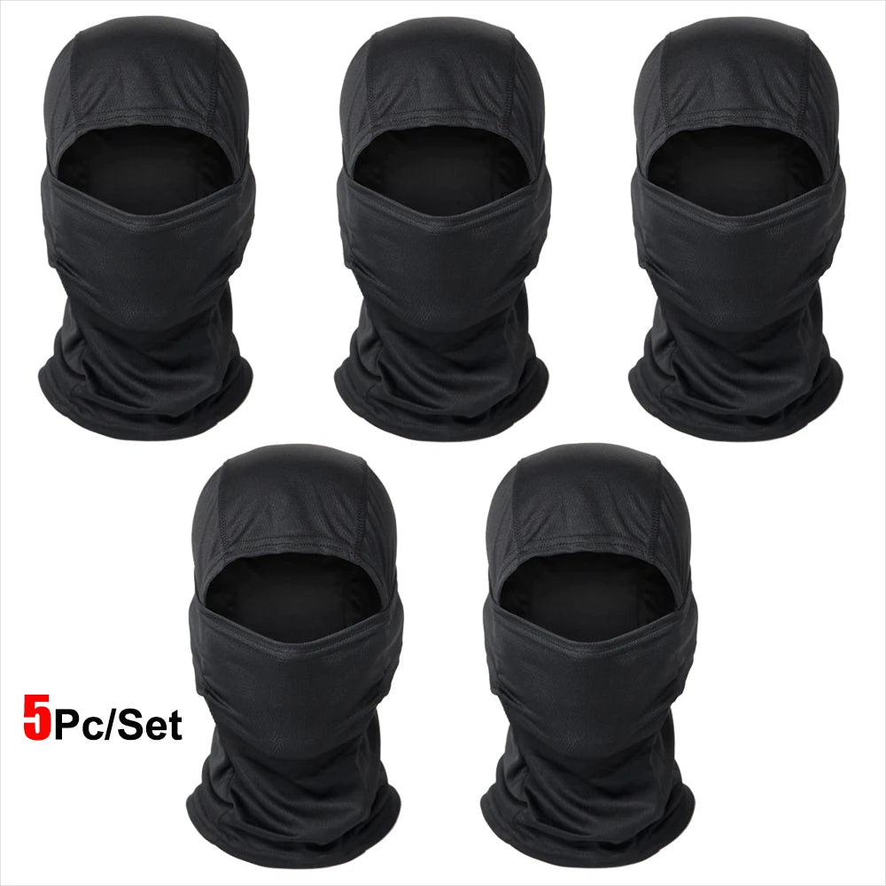 5Pcs/Set Camouflage Balaclava Hat Cycling Full Face Mask Multi Functional Scarf Headscarf Motorcycle Bike Skiing Helmet Lining