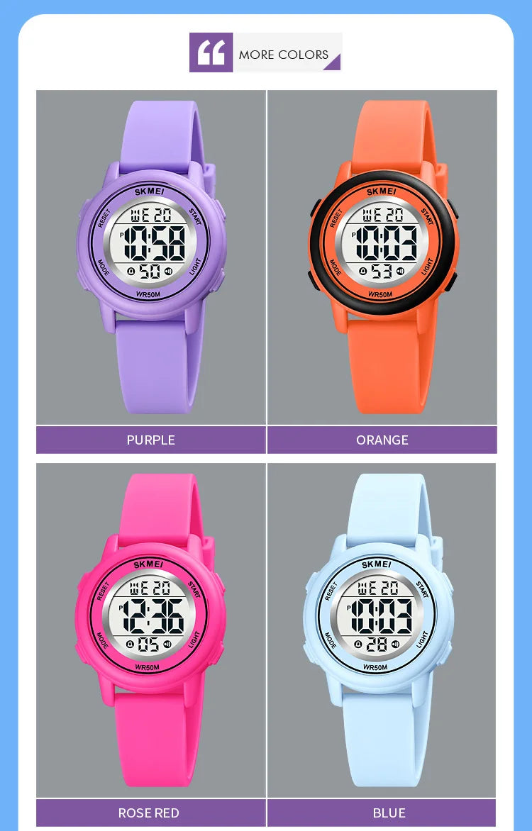 SKMEI 1721 Children Digital Color Shockproof Wristwatch for Boy Girl Sport Waterproof Colorful Kids Electronic Watch Clock 1266