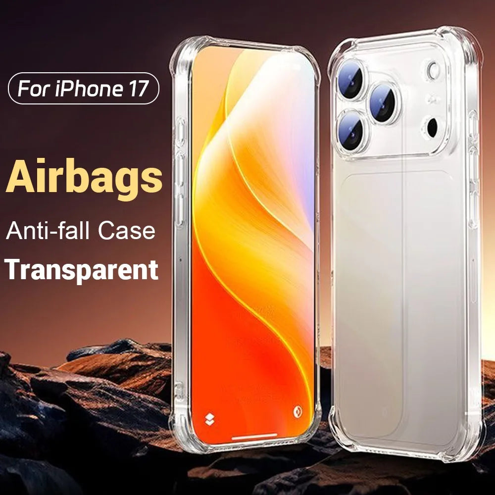 Clear Phone Case for iPhone 17/17 Air/17 Pro/17 ProMax Shockproof  Airbags Corner Anti Fall Bumper Protector Transparent Cover