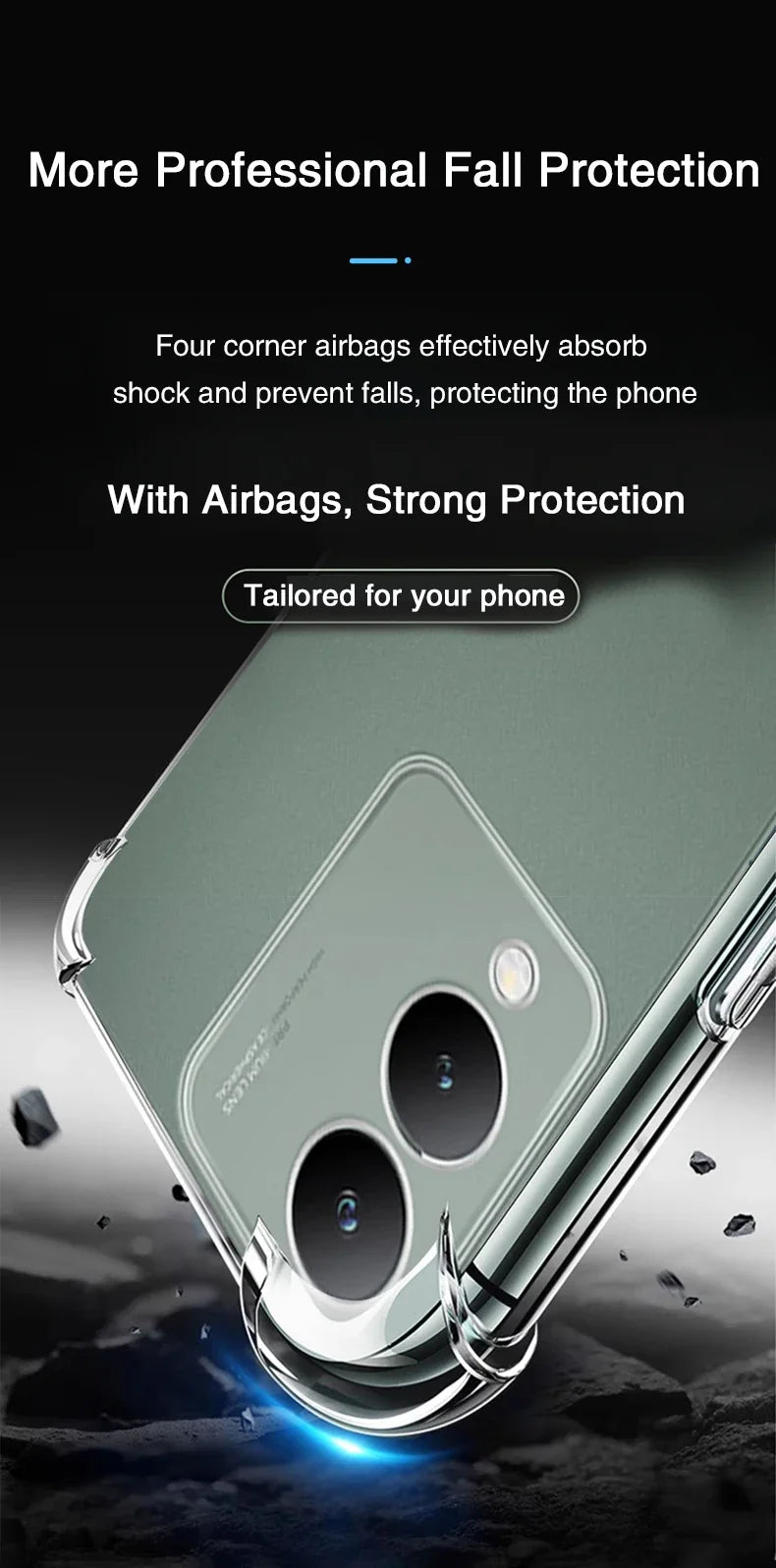 Soft Clear Silicone Phone Case for VIVO Y17S Y16 Y15A Y15S Y12S Y11 Y11S Y10 T1 Shockproof Airbag Transparent Back Cover Housing