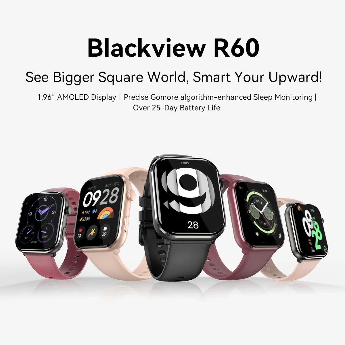 [World Premiere] Blackview R60 Smartwatch 1.96'' AMOLED Display 800mAh Bluetooth Phone Calls Health and Fitness Tracking Watch