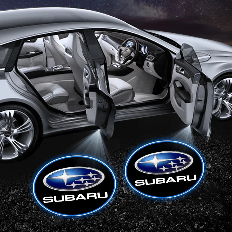 LED Car Door Welcome Light Decoration Light Car Badge logo For Subaru Legacy LEVORG WRX Outback XV Forester Ascent Exiga Tribeca