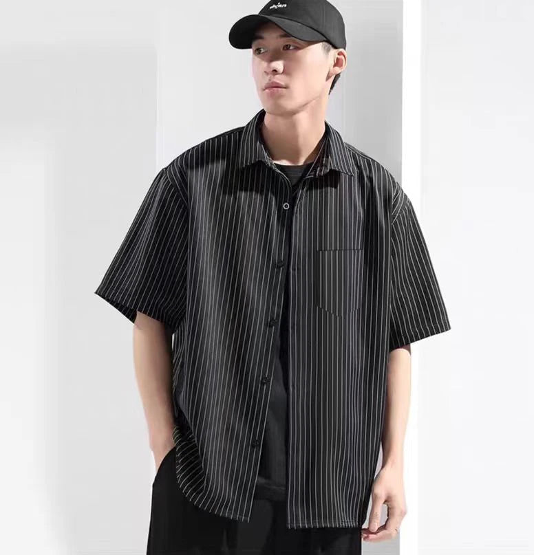 Striped Short-Sleeved Shirt for Men, Classic Summer Design, Casual and Comfortable Blouse
