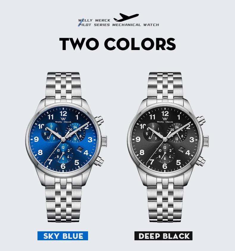 WM Watch Automatic Mechanical Watches Waterproof Multifunctional Business Men's Watches Watch Welly Merck Watch WM166M
