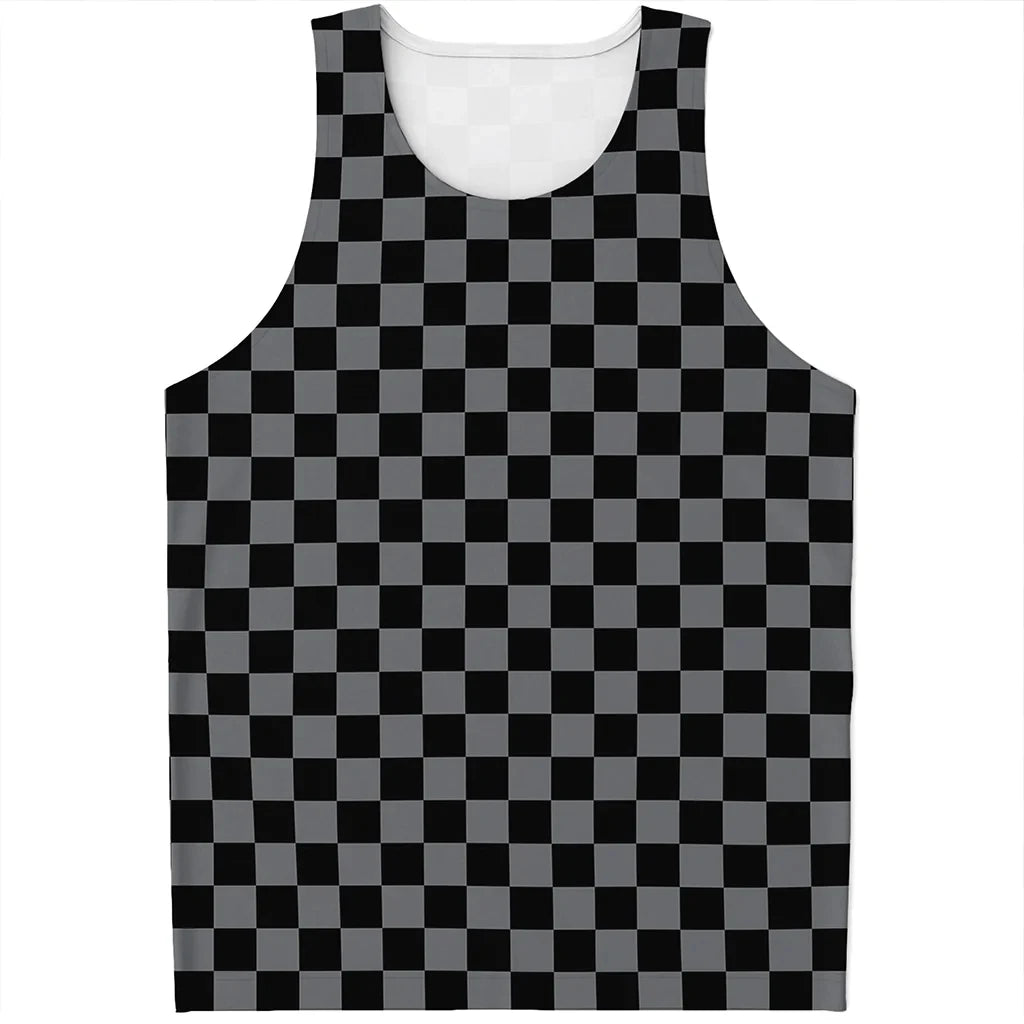 Simple Checkered Pattern Tank Tops Summer Fashion Streetwear 3D Printed Sleeveless T Shirts Casual Oversized Vest Mens Clothing