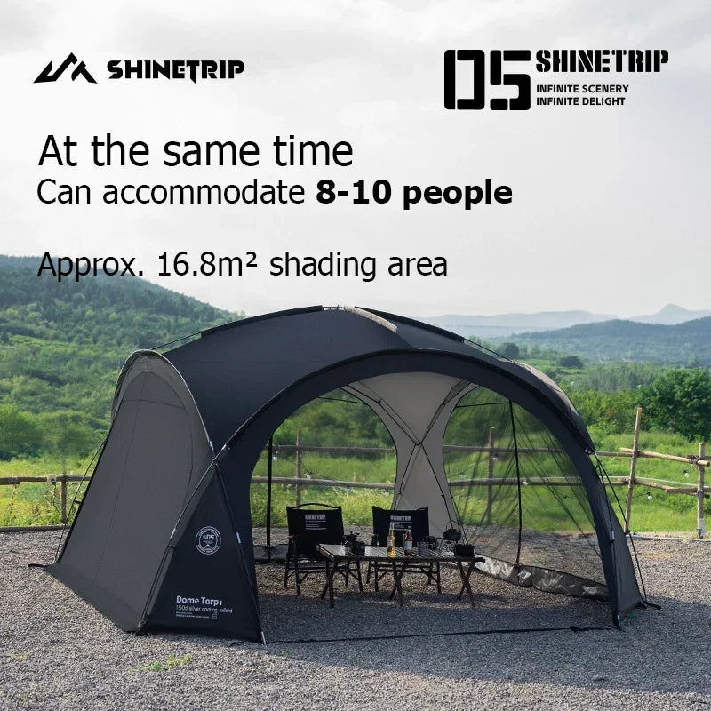 ShineTrip Outdoor Silver Coated Canopy Rainproof And Sunscreen Self-driving PU3000MM Waterproof Camping Sunshade Tent Dome