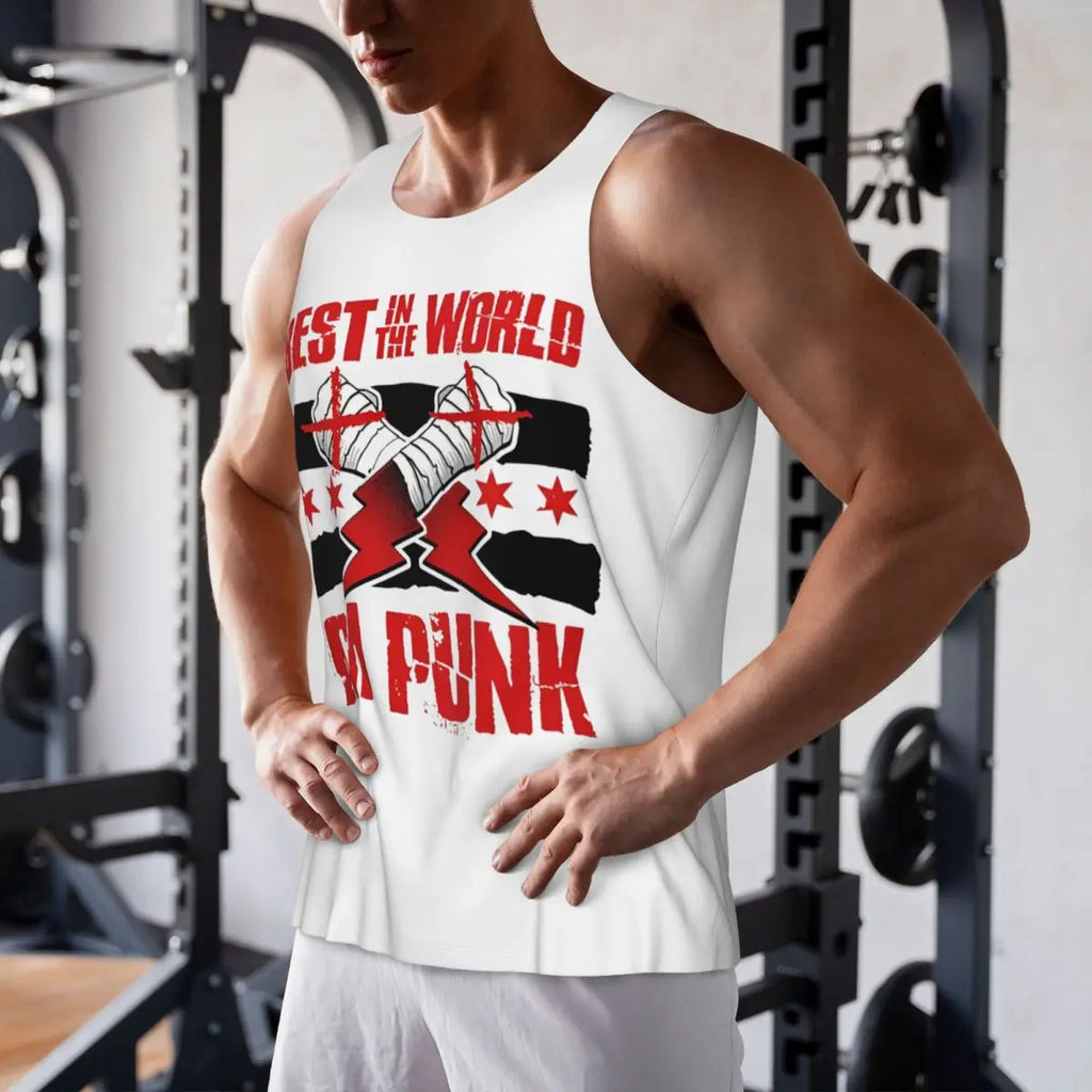 Graphic Wrestling CM Punk Best In The World Workout Tank Tops Sleeveless Shirt Bodybuilding Fitness Gym Compression Vest